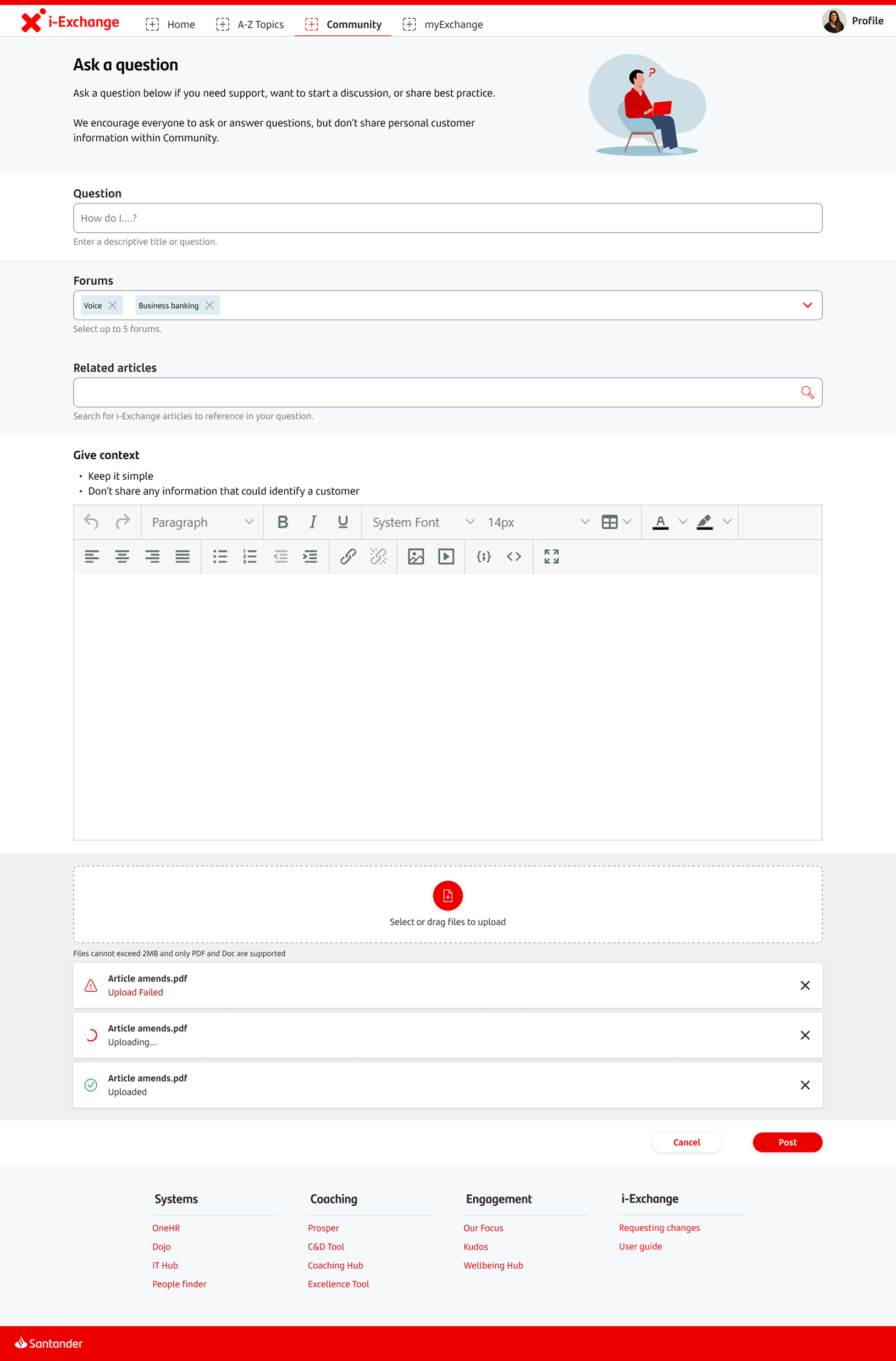 Redesigned Ask a question form