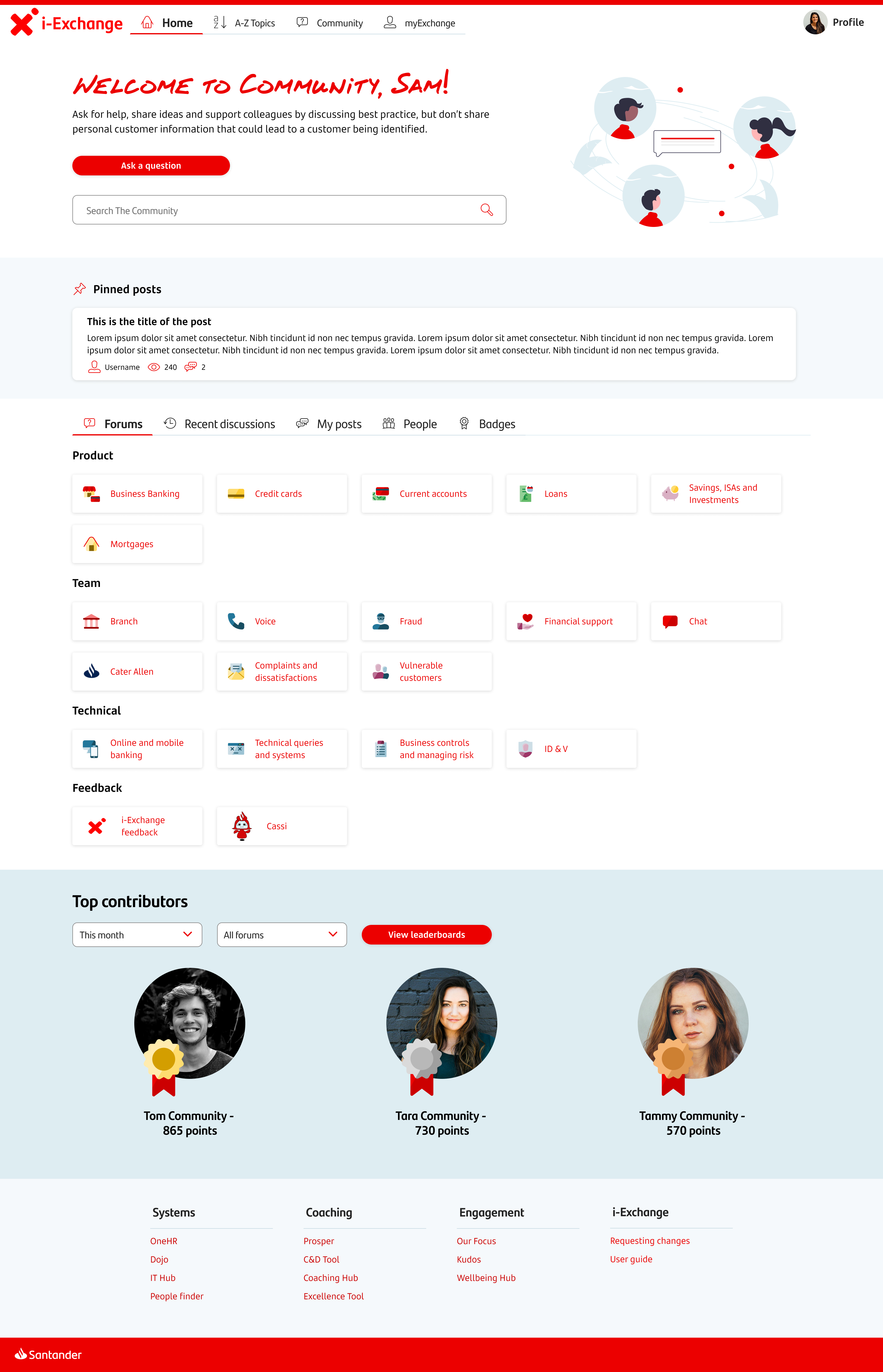 Redesigned Community homepage