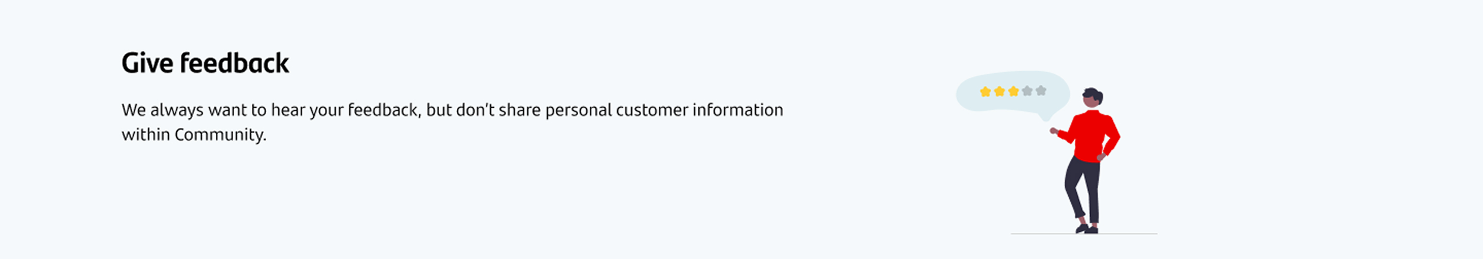 Community post form header iteration showing a Give feedback prompt for feedback forums