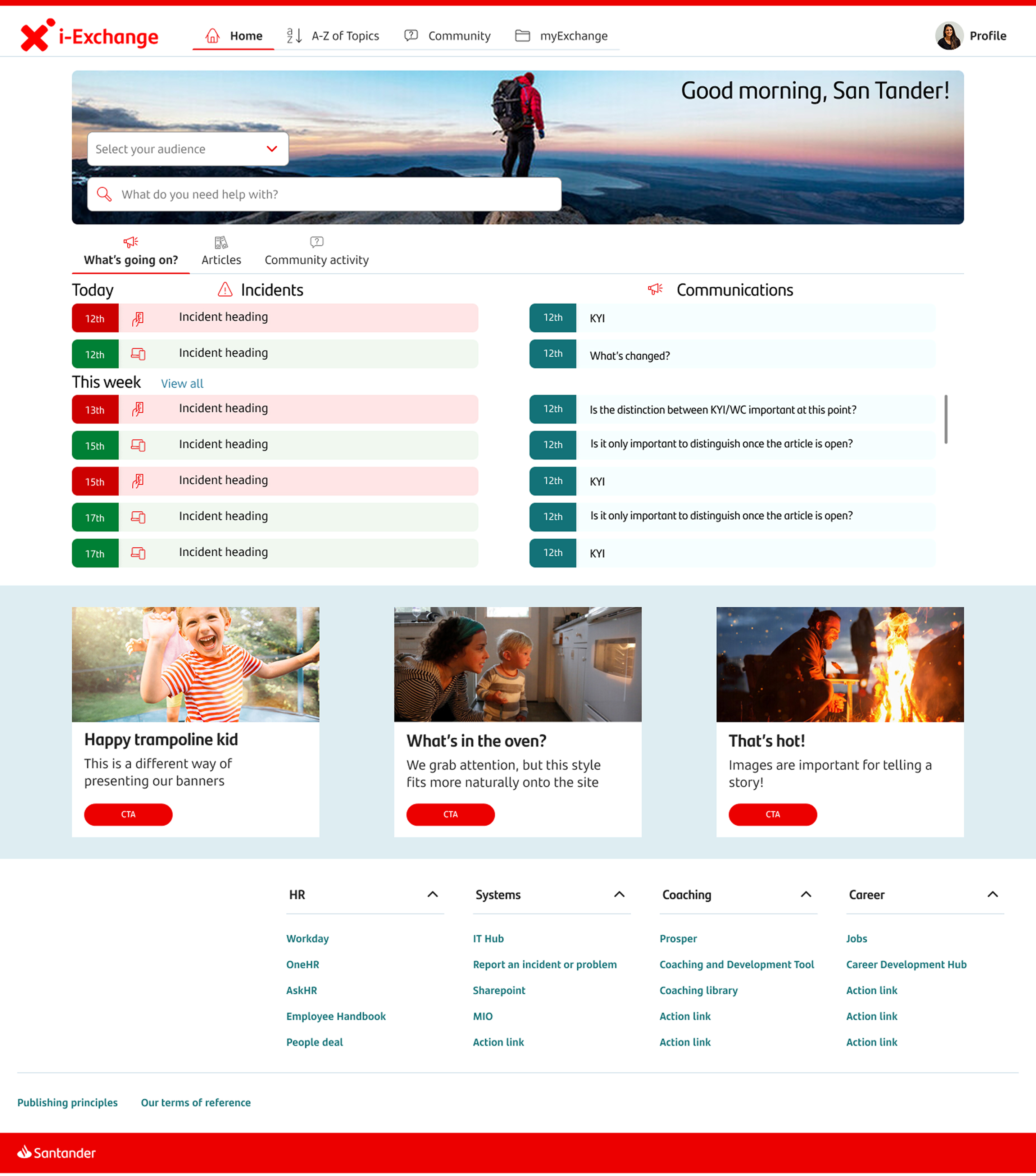 Second hi-fi prototype iteration of the redesigned i-Exchange homepage, refined based on feedback from the first round of moderated user testing sessions